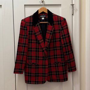 Sag Harbor red and black wool plaid blazer